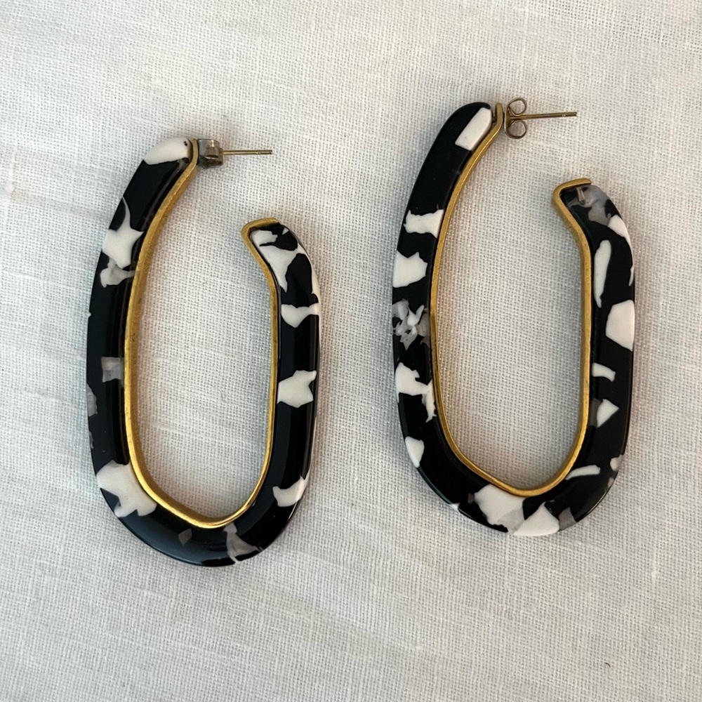 Machete Acetate and Brass Abstract Hoop Earrings